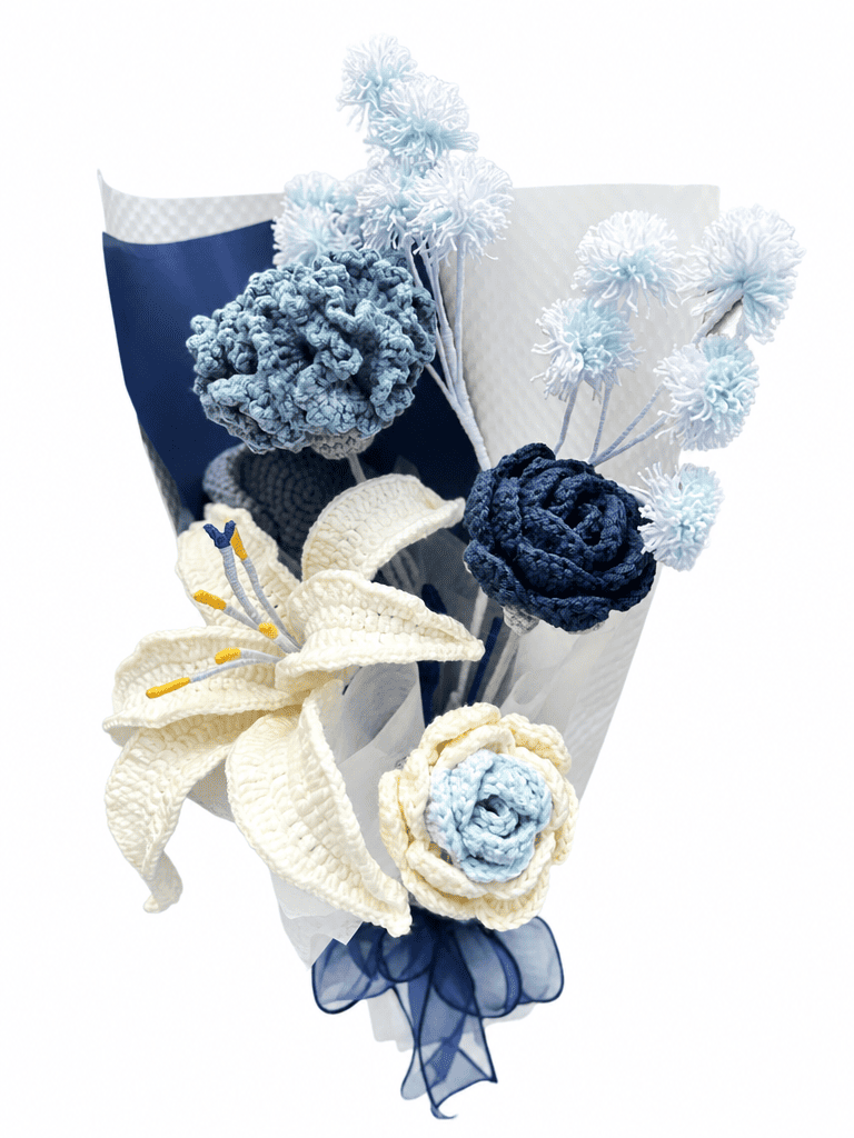 Azure Dream Gifts Blue Crochet Flower Bouquet