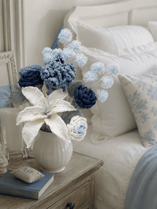 Azure Dream Gifts Blue Crochet Flower Bouquet