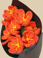Tangerine Twilight Tulips Crochet Flower Bouquet
