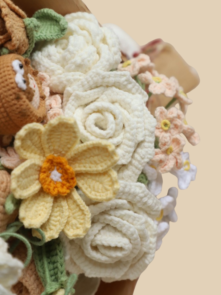 Creamy Breeze Blossom Crochet Flower Bouquet