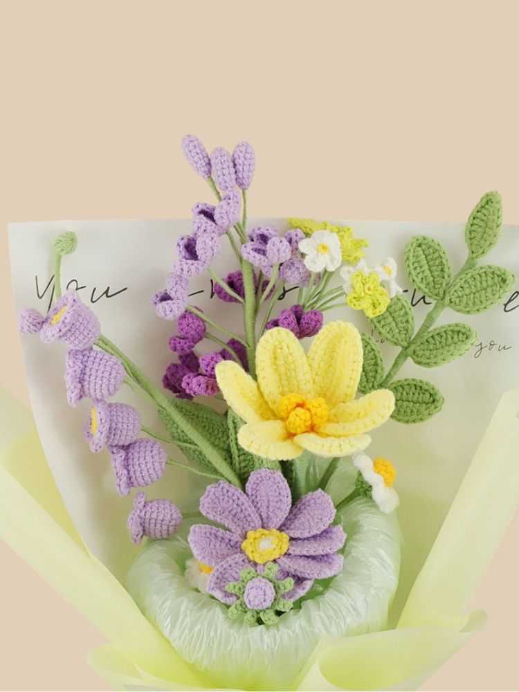 Purple Sonata Crochet Flower Bouquet