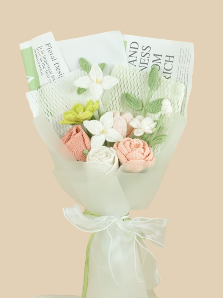 Vibrant Spring Awakening Crochet Flower Bouquet