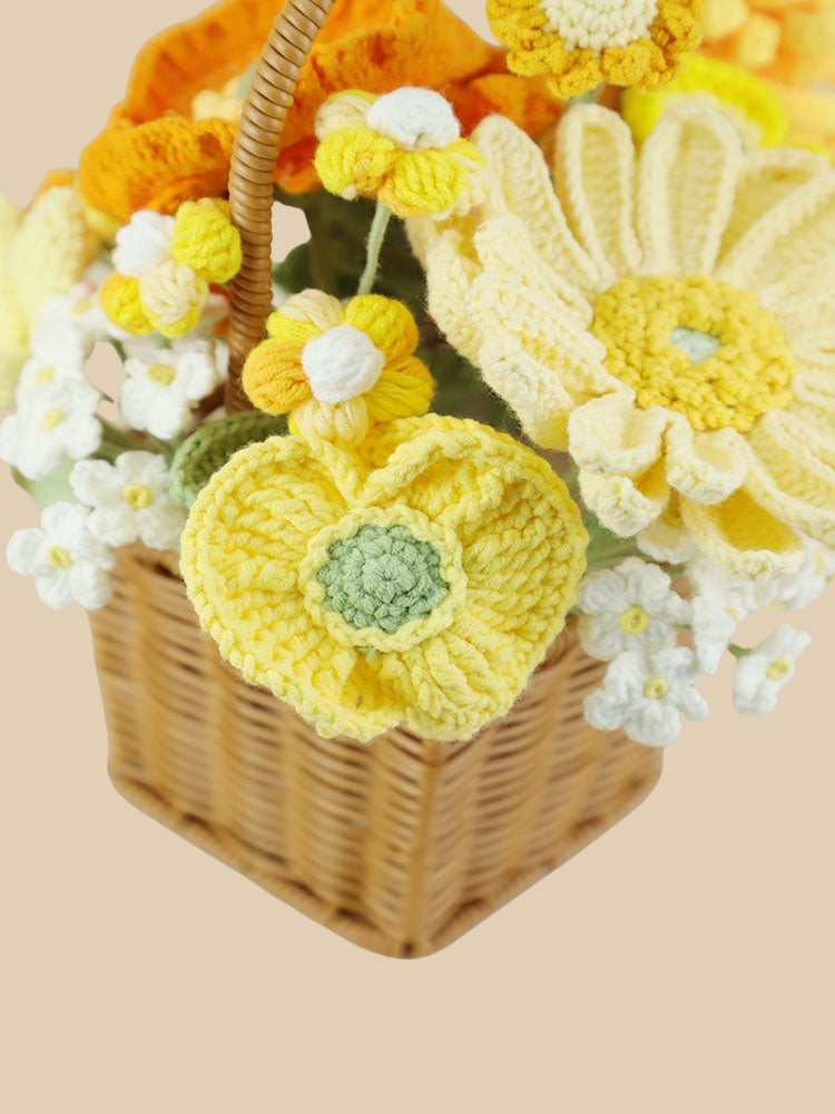 Golden Years Crochet Flower Basket