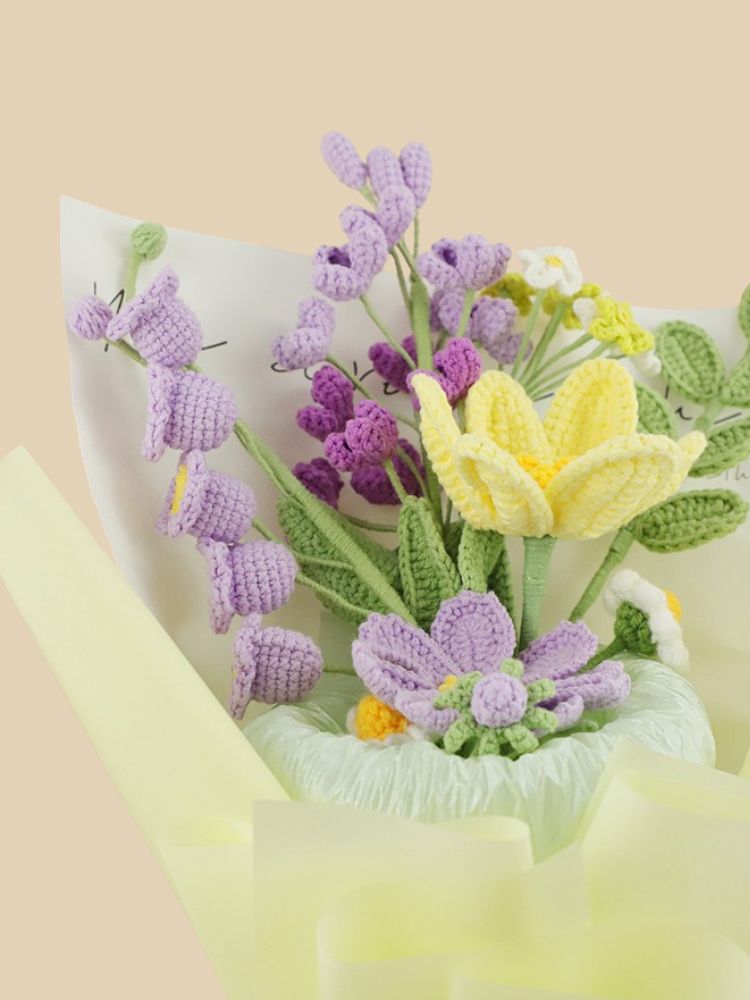 Purple Sonata Crochet Flower Bouquet