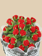 Christmas Red Forever Roses Crochet Flowers