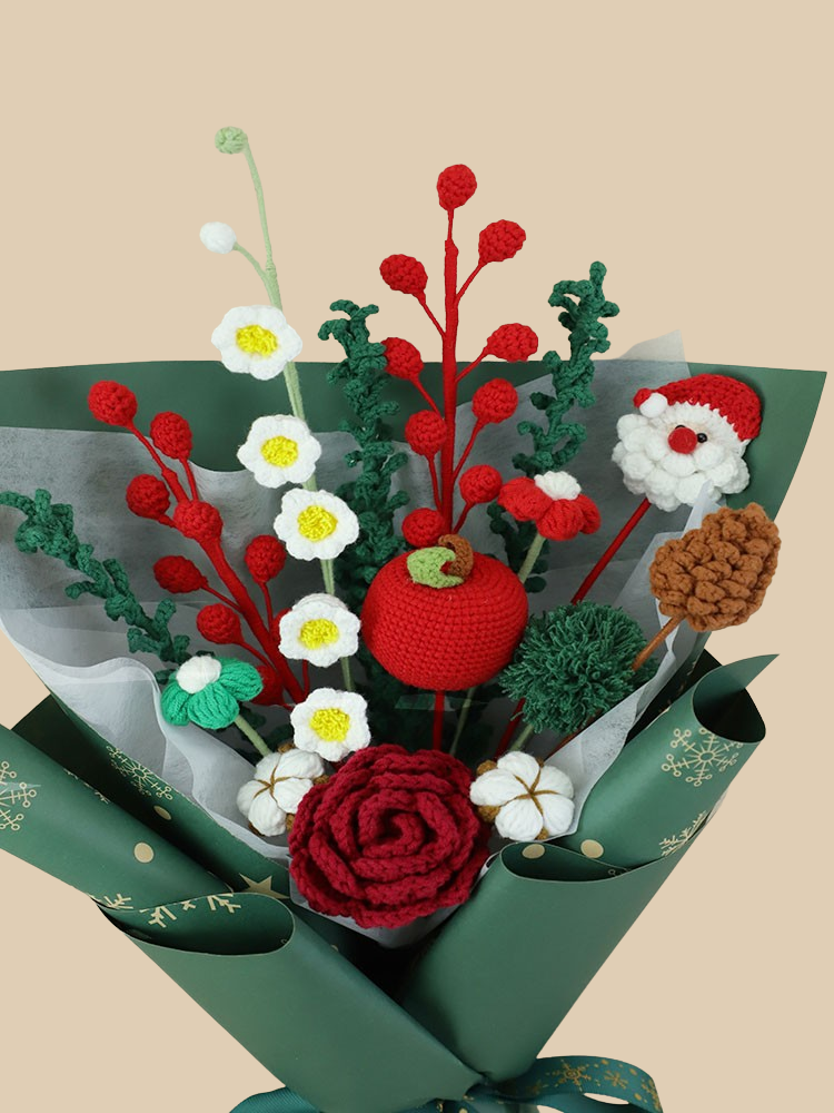 Green Forest Splendor Crochet Flower Bouquet