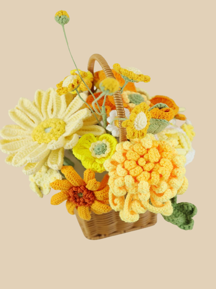 Golden Years Crochet Flower Basket