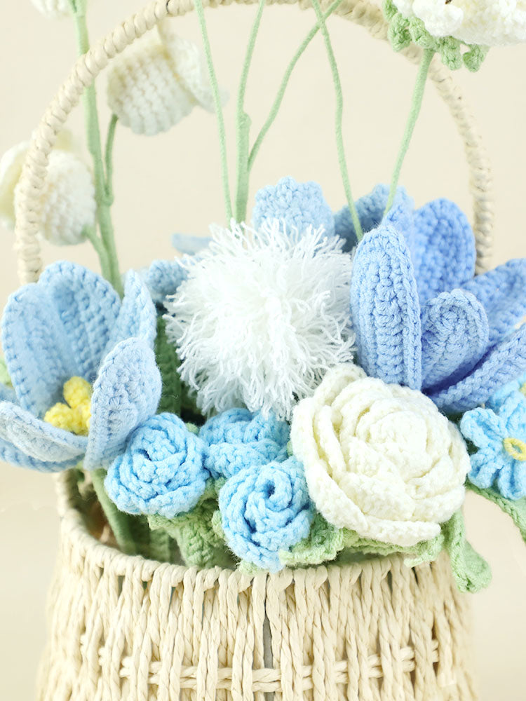 Rippling Azure Crochet Flower Basket