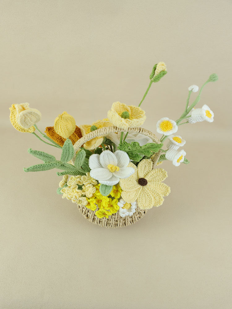 Sunshine Smile Crochet Flower Basket