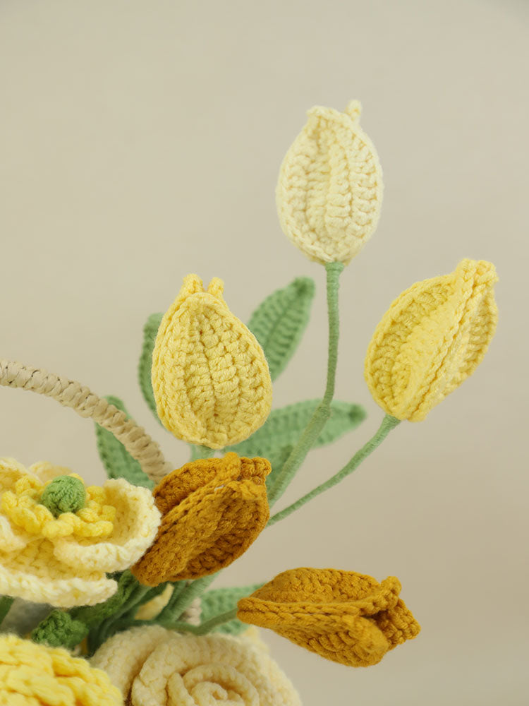 Sunshine Smile Crochet Flower Basket