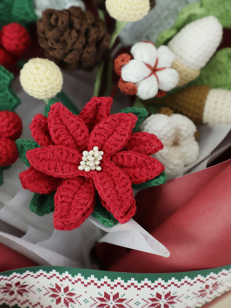 Classic Christmas Crochet Flower Bouquet