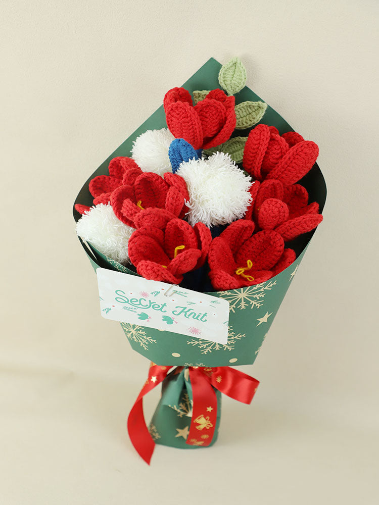 Red Forest Christmas Crochet Bouquet