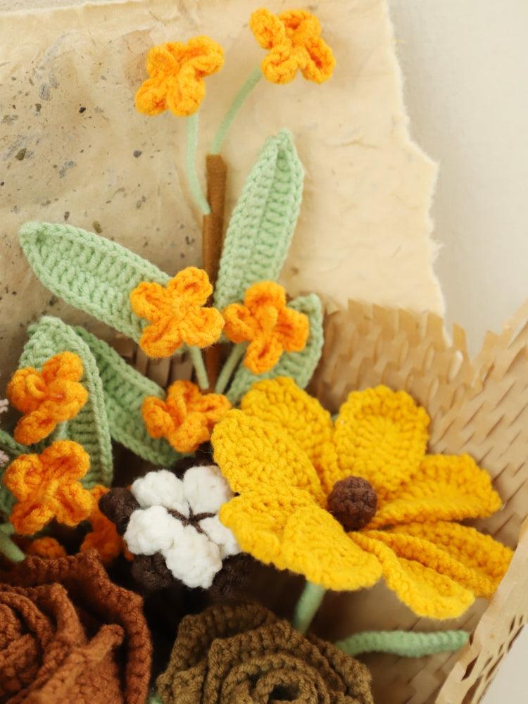 Autumn Color Extravaganza Bouquet Knitted Flowers - For Him - SecretKnit