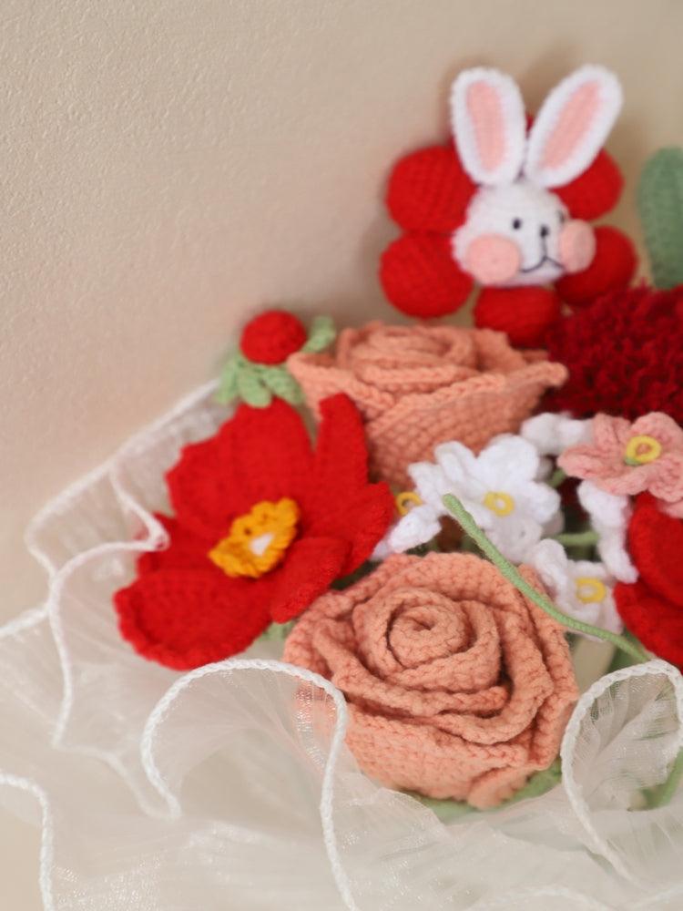 Bashful Bubbly Bunny Bouquet Knitted Flowers - Anniversary - SecretKnit