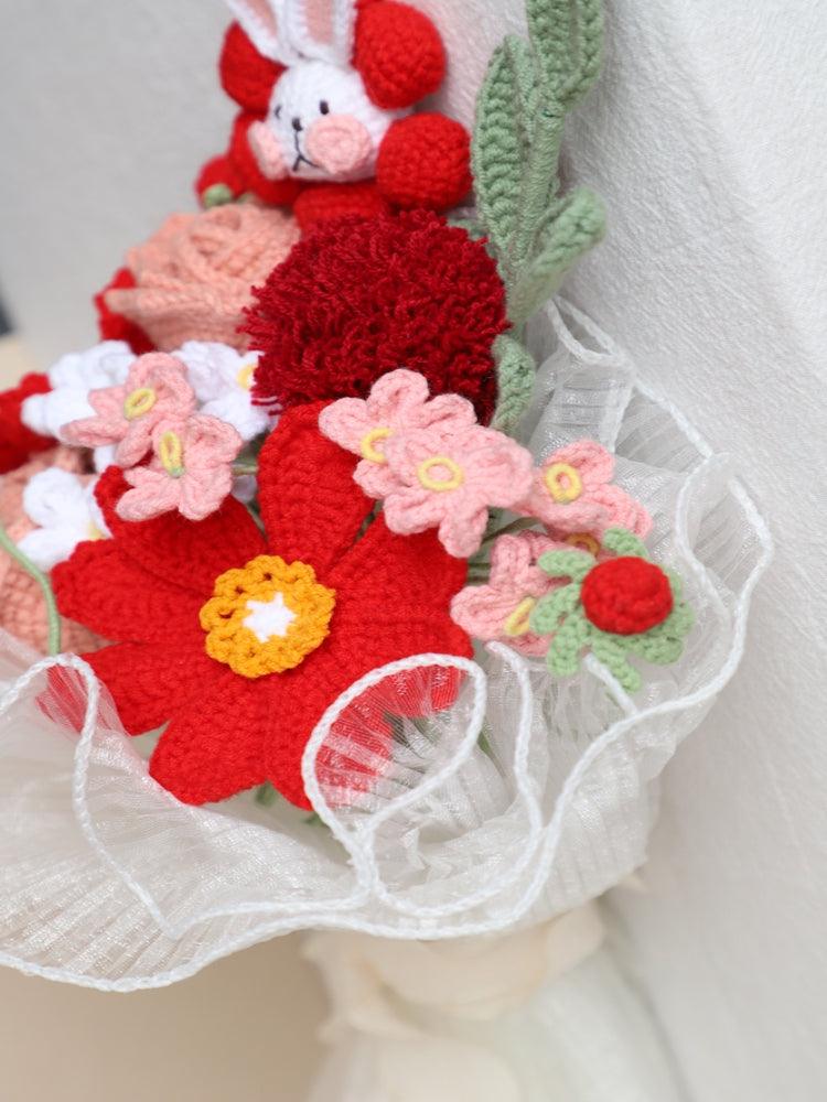 Bashful Bubbly Bunny Bouquet Knitted Flowers - Anniversary - SecretKnit