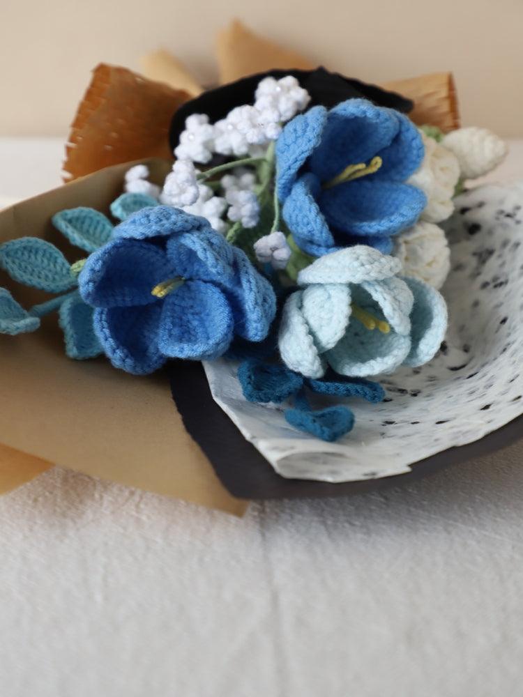 Blue Starry Sky Tulip Bouquet Crochet Flowers - For Him - SecretKnit