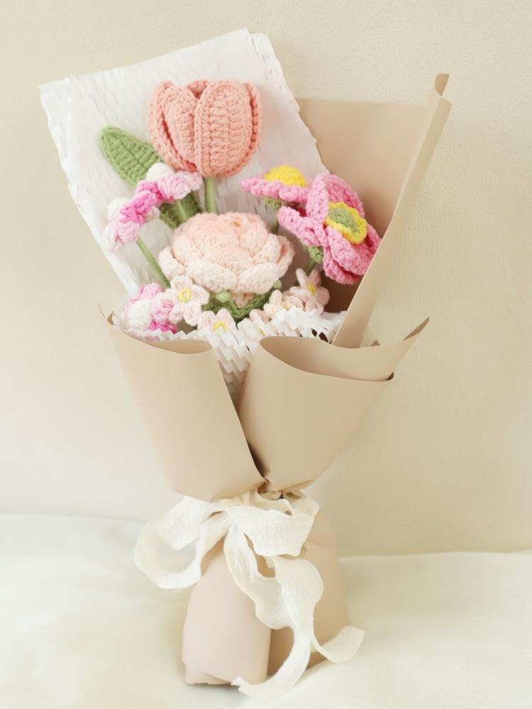 Blush Crush Bouquet Knitted Flowers - Birthday - SecretKnit