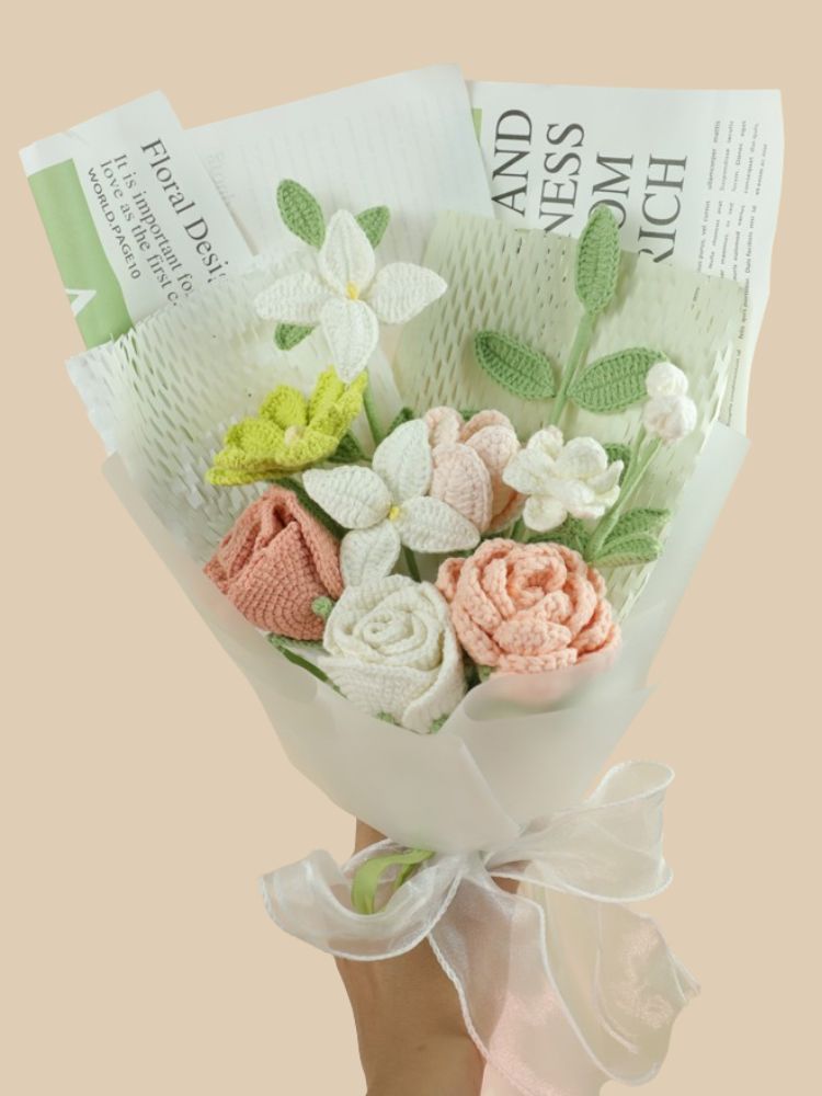Vibrant Spring Awakening Crochet Flower Bouquet