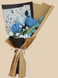 Bouquet de tulipes ciel étoilé bleu fleurs au crochet 