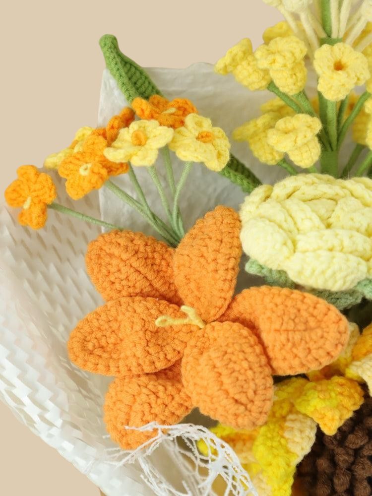 Harvest of Gold Crochet Flower Bouquet