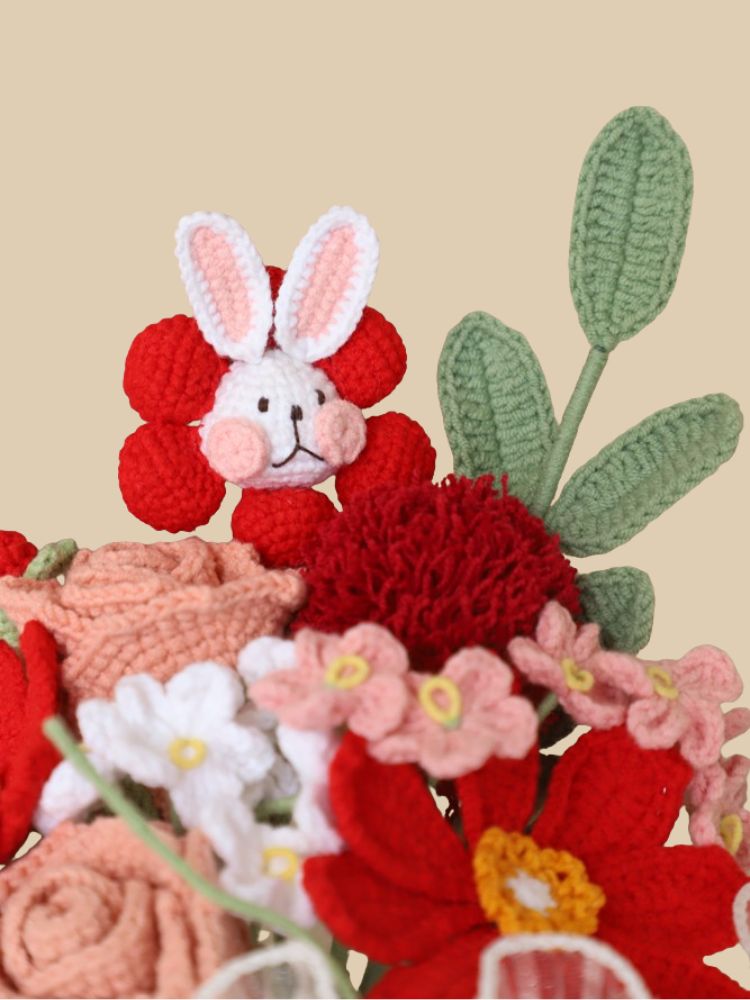 Bashful Bubbly Bunny Crochet Flower Bouquet