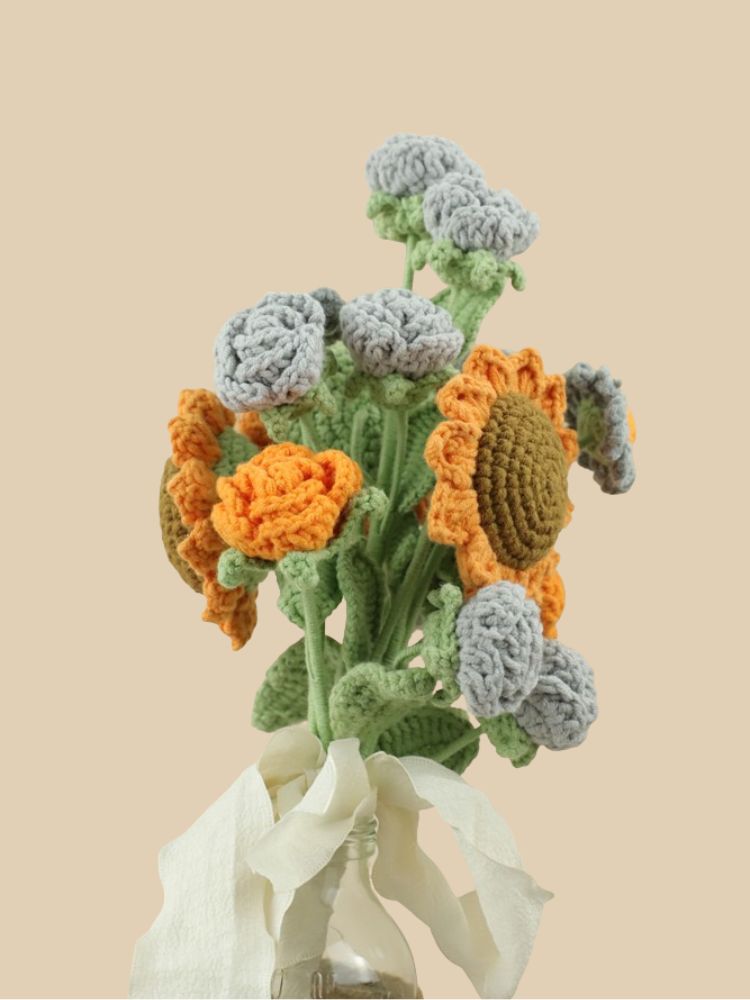 Vintage Sunflower Crochet Flower Bouquet