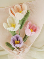 Crimson Bliss Tulip Bouquet Crochet Flowers - For Her - SecretKnit