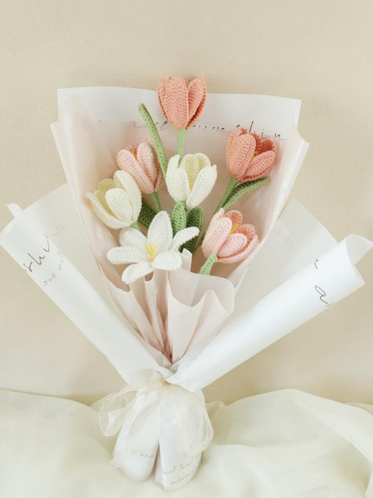 Dawn Tulip Bouquet Knitted Flowers - Anniversary - SecretKnit