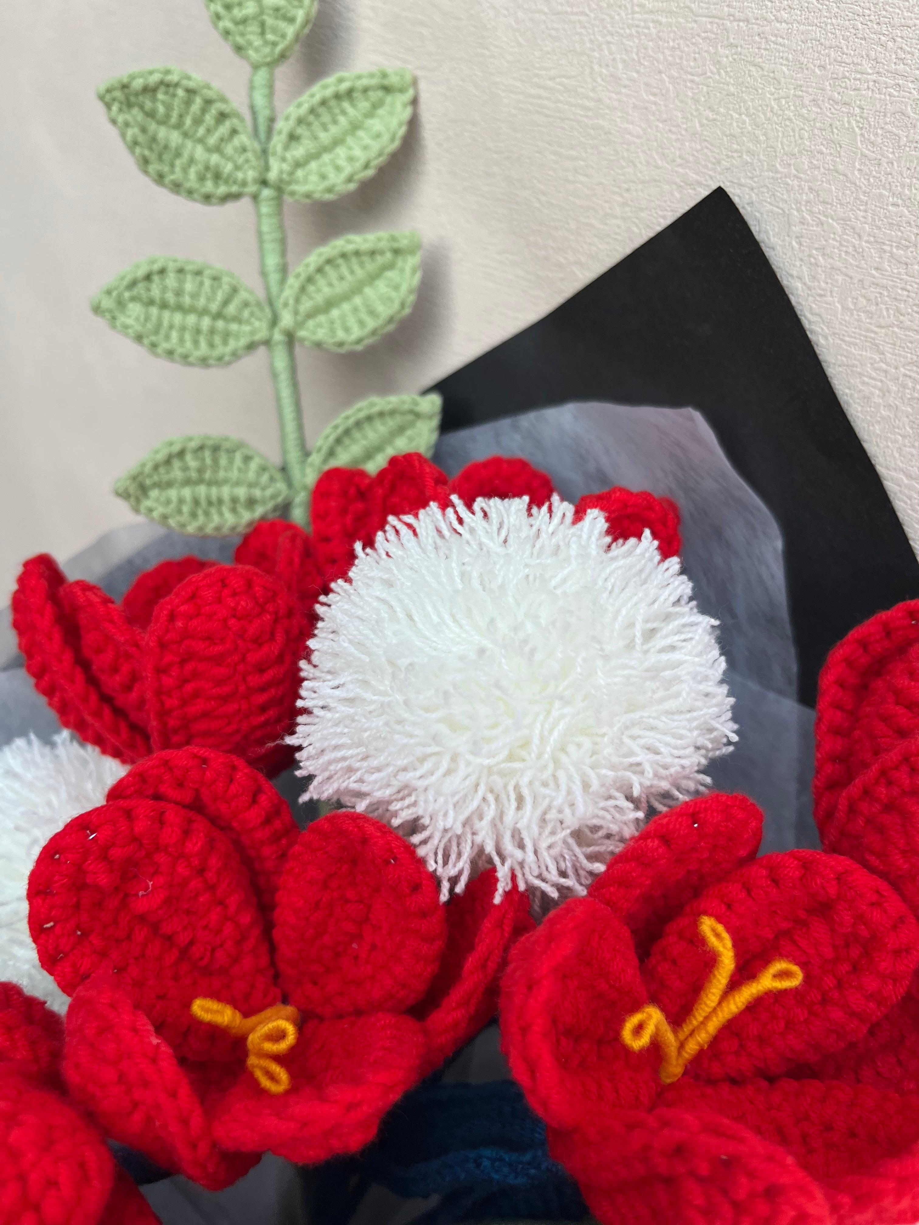 Eternal Flame Tulip Bouquet Crochet Flowers - Anniversary - SecretKnit