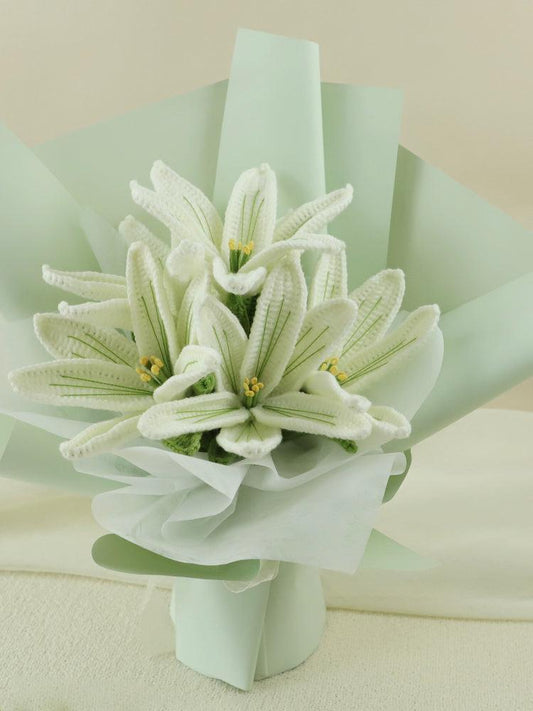 Lily Radiance Bouquet Knitted Flowers - Anniversary - SecretKnit