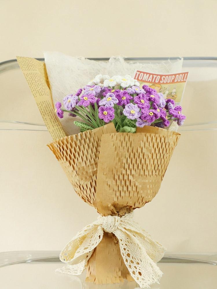 Purple Forget-Me-Nots Bouquet Crochet Flowers - Anniversary - SecretKnit
