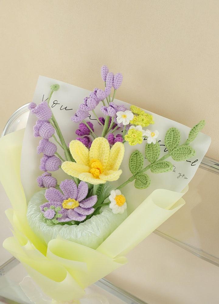 Purple Sonata Bouquet Knitted Flowers - Gradution - SecretKnit