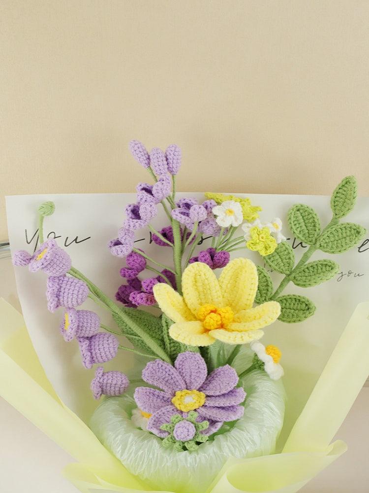 Purple Sonata Bouquet Knitted Flowers - Gradution - SecretKnit