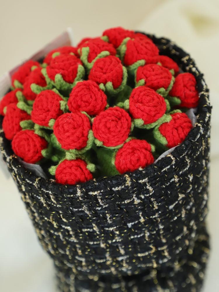 Red Forever Roses Crochet Flowers - Anniversary - SecretKnit