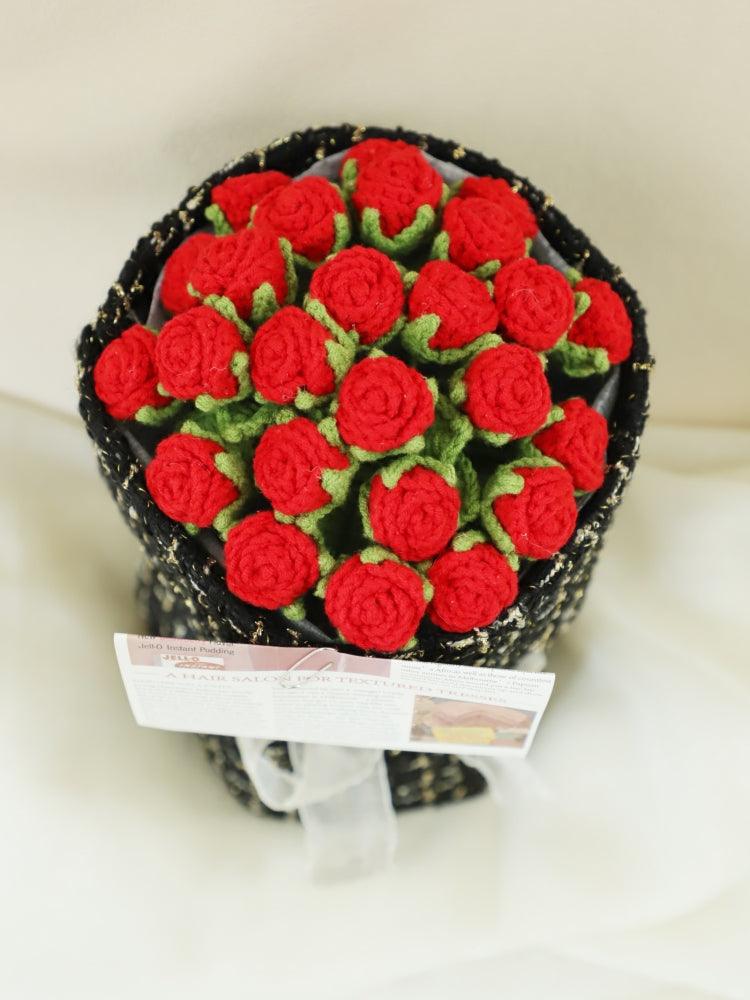 Red Forever Roses Crochet Flowers - Anniversary - SecretKnit