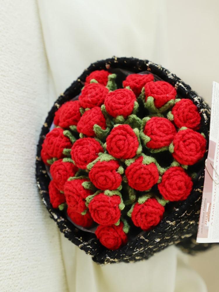 Red Forever Roses Crochet Flowers - Anniversary - SecretKnit
